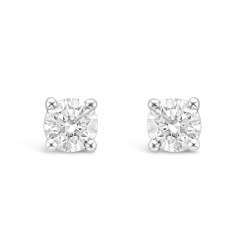 Classic 4 Claw Diamond Earrings in 18ct White Gold. Tdw 0.35ct
